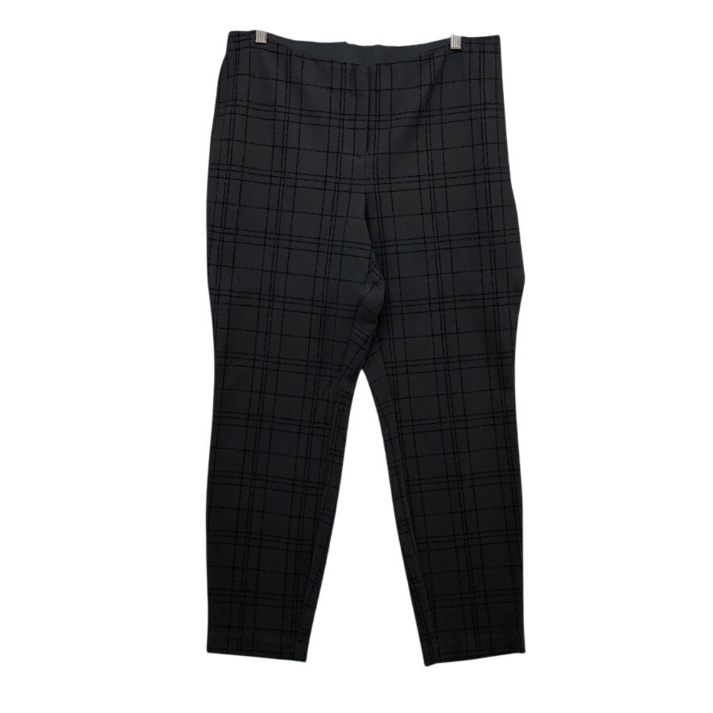 Alfani Pants Womens 16W Plus Black Grid Plaid Stretch Tapered Trousers